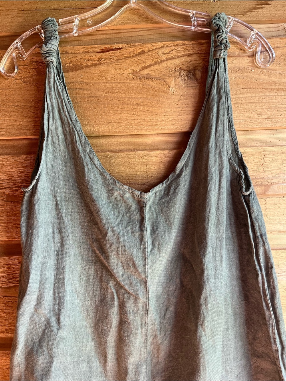BEACHWOOD BABY - Linen Jumpsuit in Fern - Sleeveless V-Neck  - Olive Green